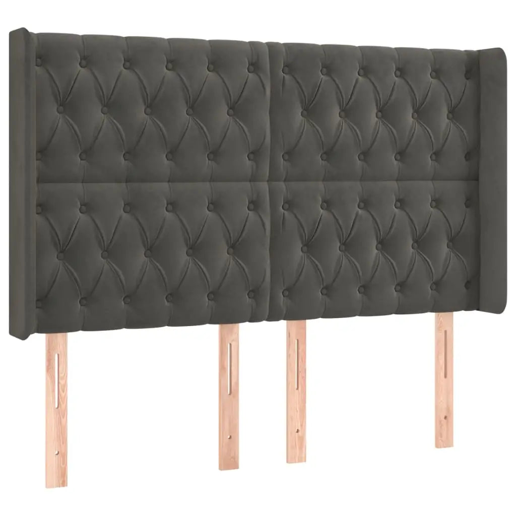 Sommier à lattes de lit matelas et LED Gris foncé 140x190 cm - XIOS