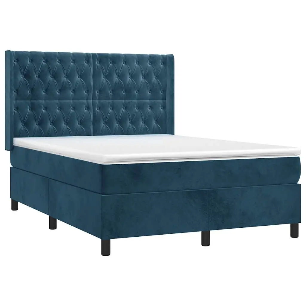 Sommier à lattes de lit matelas et LED Bleu foncé 140x190 cm - XIOS
