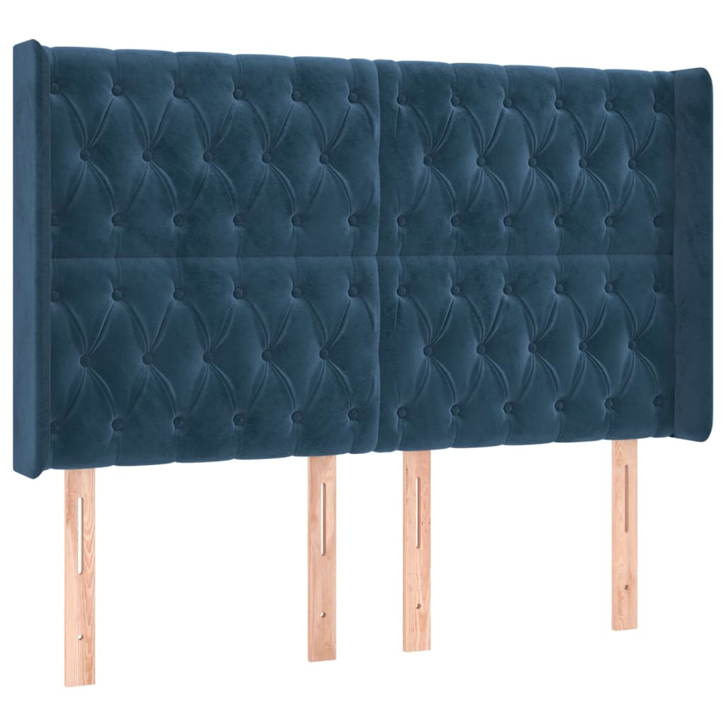 Sommier à lattes de lit matelas et LED Bleu foncé 140x190 cm - XIOS