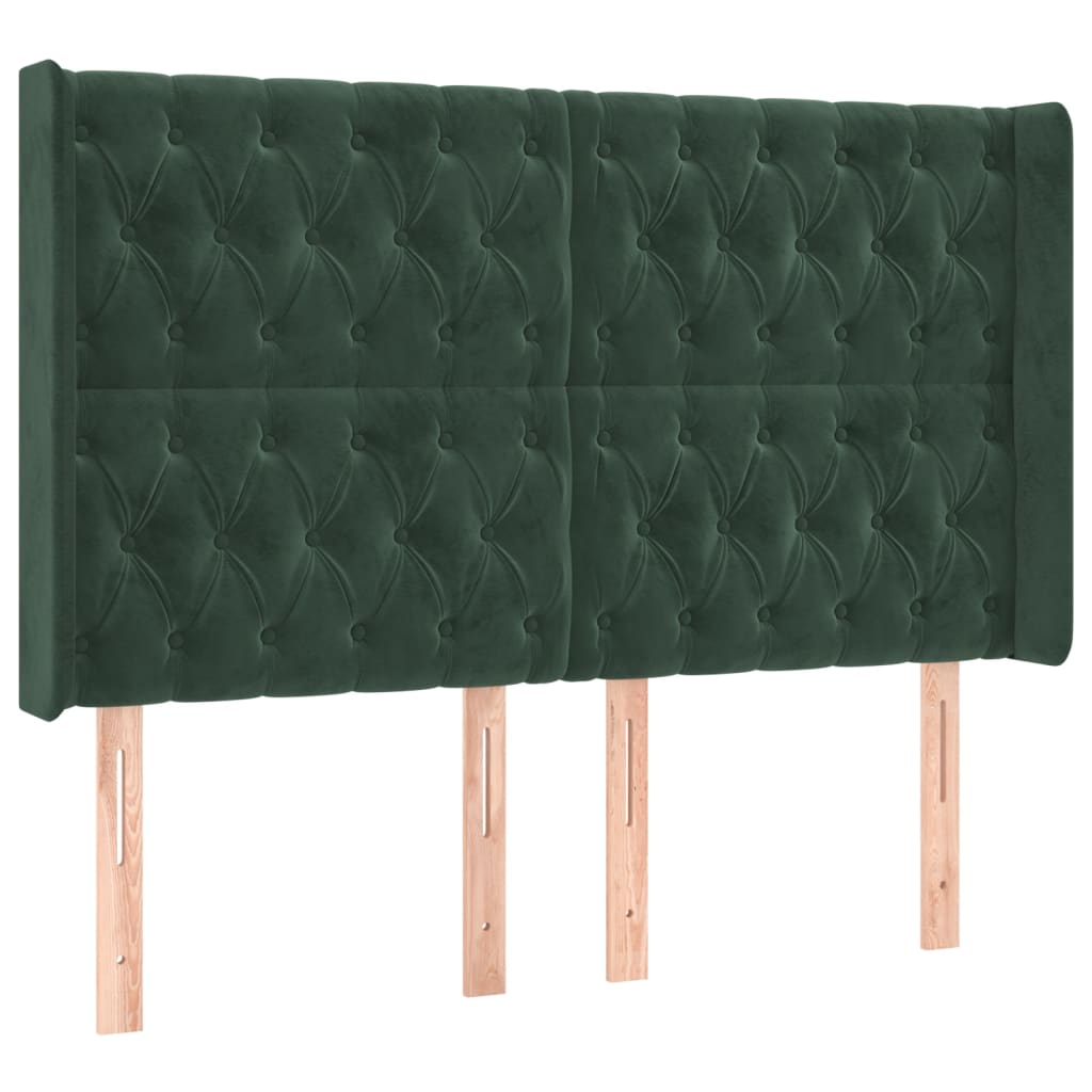 Sommier à lattes de lit matelas et LED Vert foncé 140x200 cm - XIOS