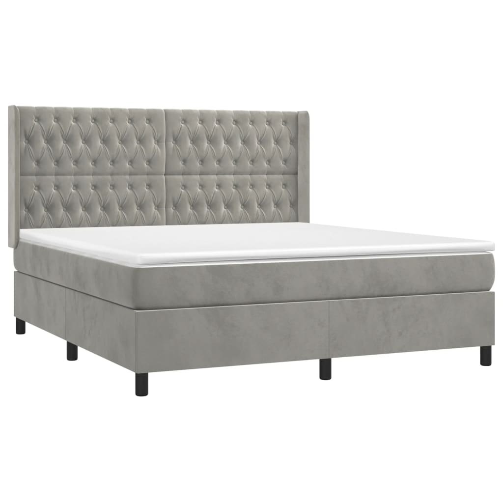 Sommier à lattes de lit matelas et LED Gris clair 160x200 cm - XIOS