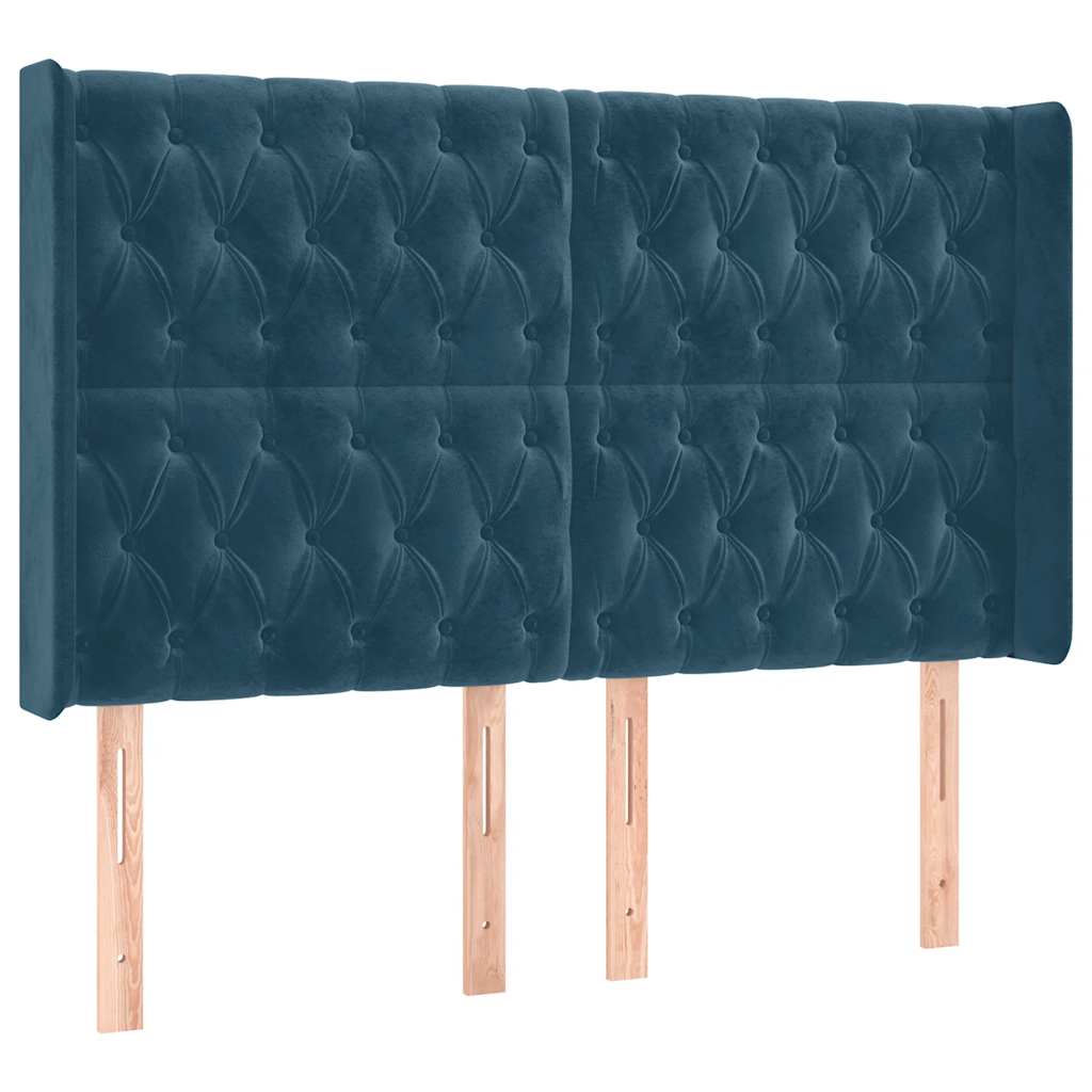 Sommier à lattes de lit matelas et LED Bleu foncé 160x200 cm - XIOS
