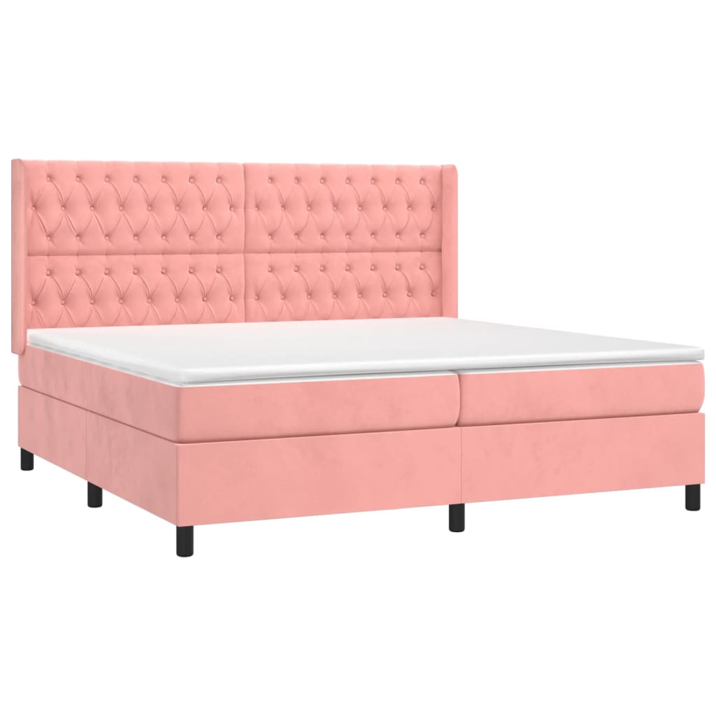 Sommier à lattes de lit matelas et LED Rose 200x200 cm Velours - XIOS