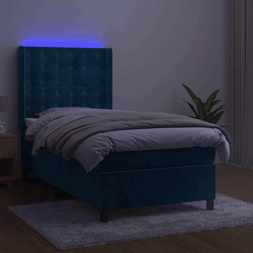 Sommier à lattes de lit matelas LED Bleu foncé 80x200cm Velours - XIOS