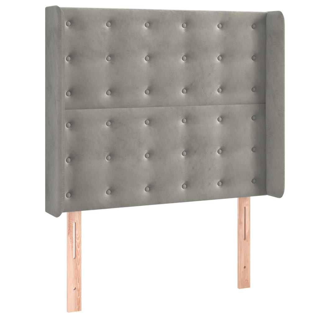 Sommier à lattes de lit matelas LED Gris clair 90x190cm Velours - XIOS