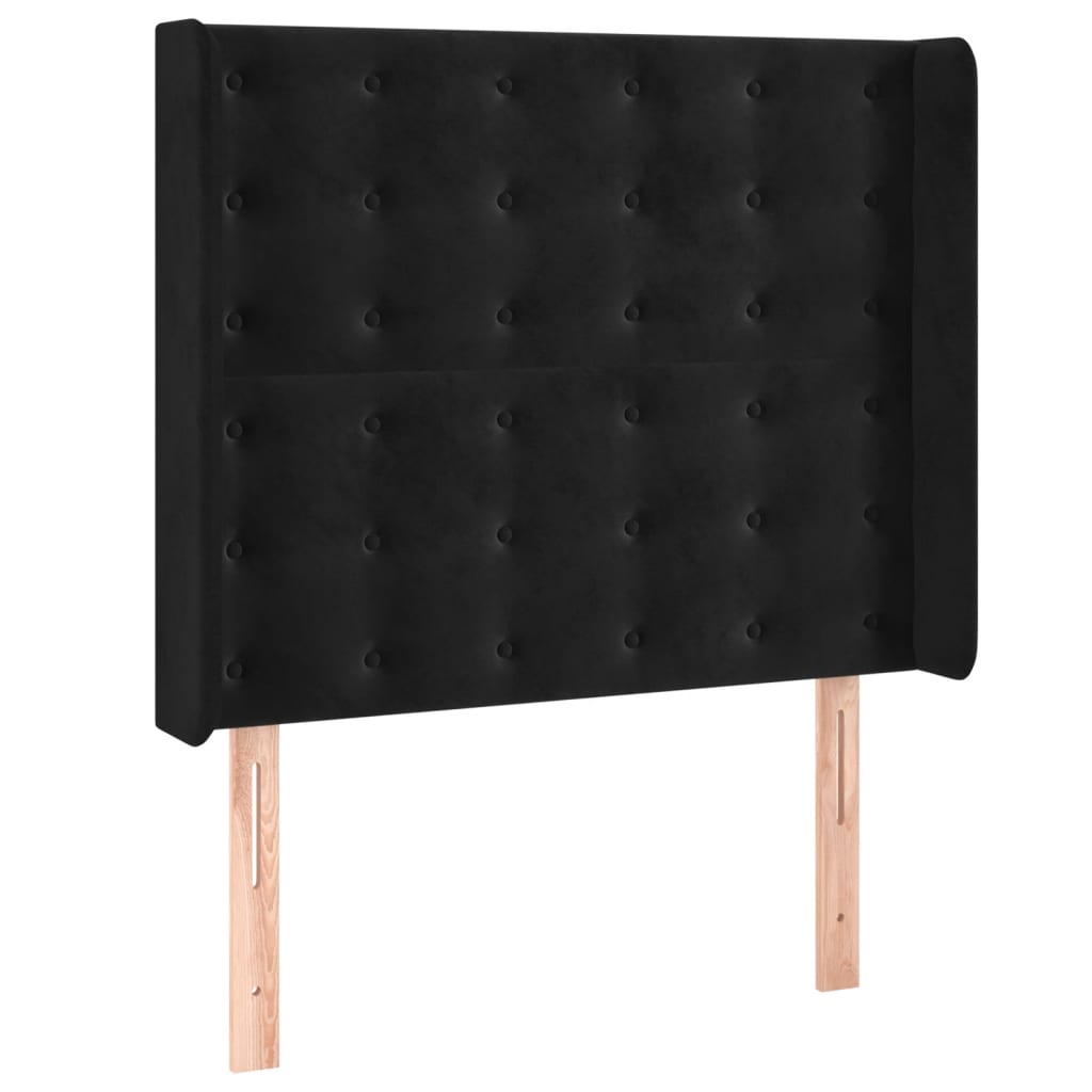 Sommier à lattes de lit matelas et LED Noir 90x200 cm Velours - XIOS