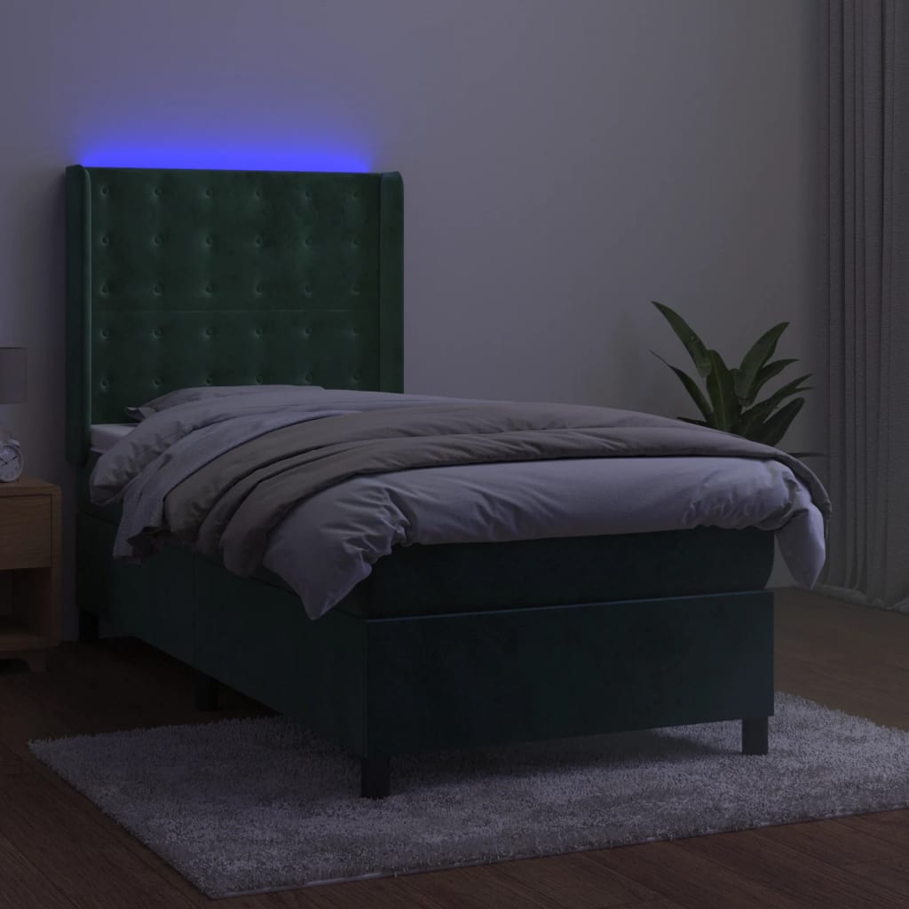Sommier à lattes de lit matelas LED Vert foncé 90x200cm Velours - XIOS
