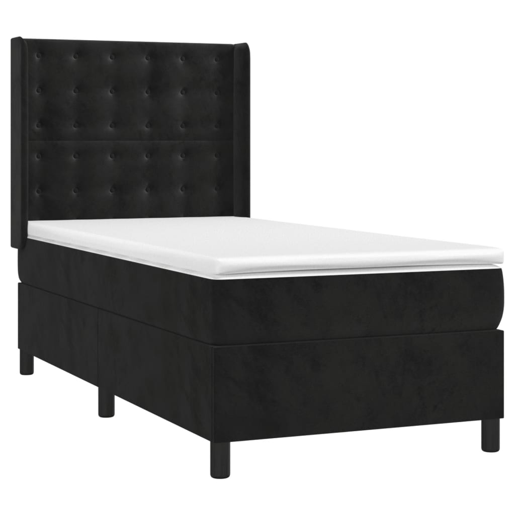 Sommier à lattes de lit matelas et LED Noir 100x200 cm Velours - XIOS