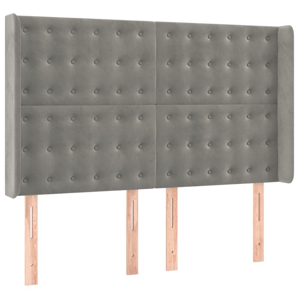 Sommier à lattes de lit matelas et LED Gris clair 140x190 cm - XIOS