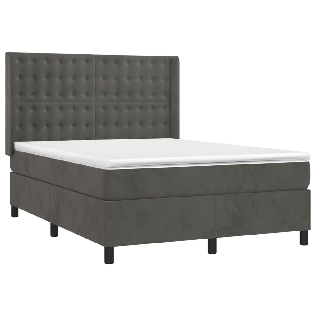 Sommier à lattes de lit matelas et LED Gris foncé 140x190 cm - XIOS