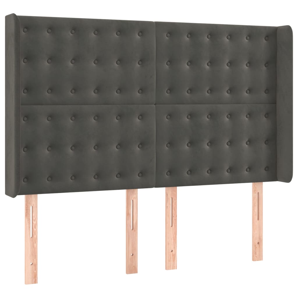 Sommier à lattes de lit matelas et LED Gris foncé 140x190 cm - XIOS