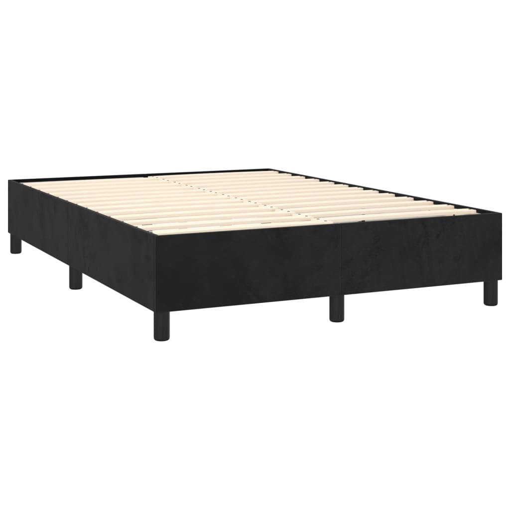 Sommier à lattes de lit matelas et LED Noir 140x200 cm Velours - XIOS