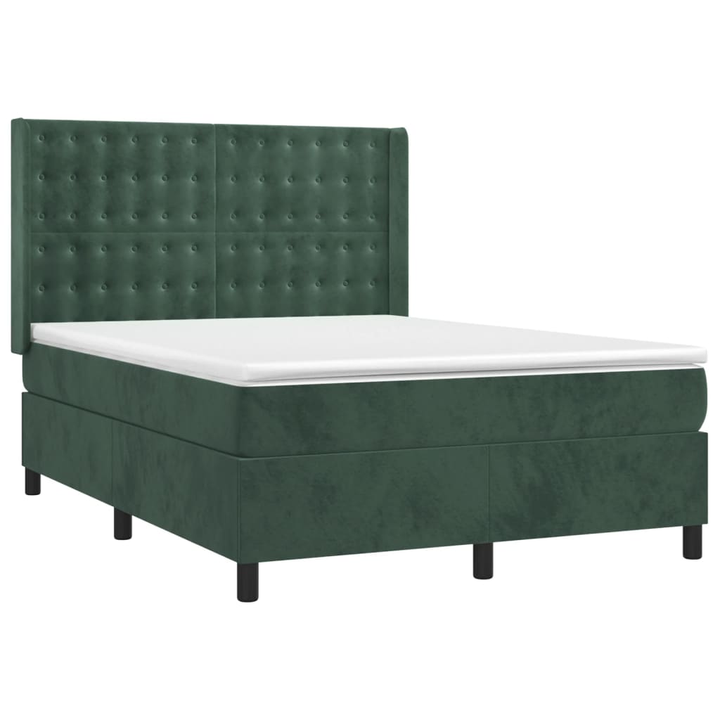 Sommier à lattes de lit matelas et LED Vert foncé 140x200 cm - XIOS