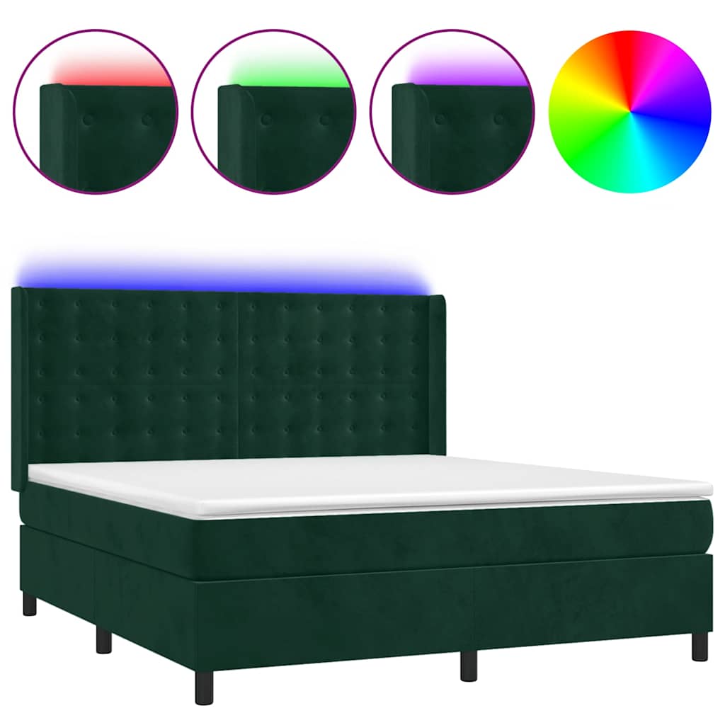 Sommier à lattes de lit matelas et LED Vert foncé 160x200 cm - XIOS