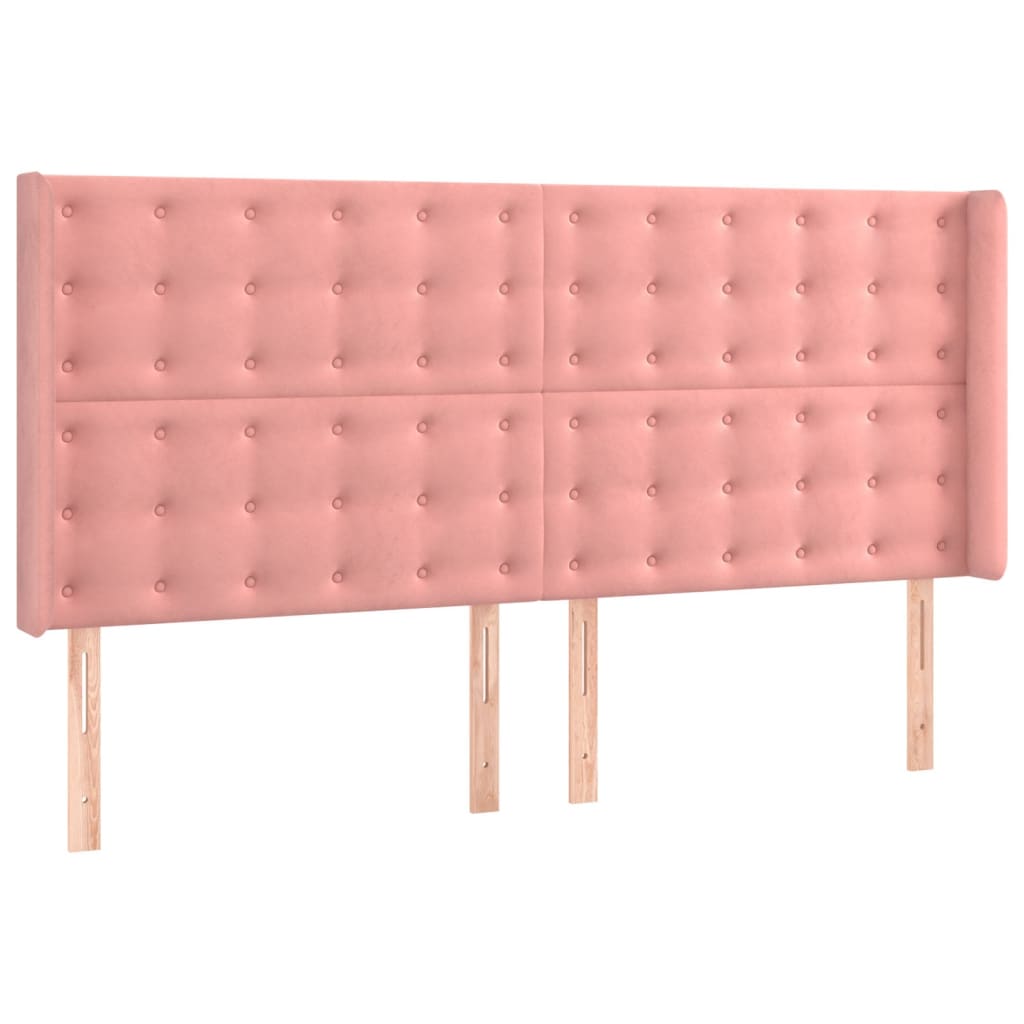 Sommier à lattes de lit matelas et LED Rose 160x200 cm Velours - XIOS