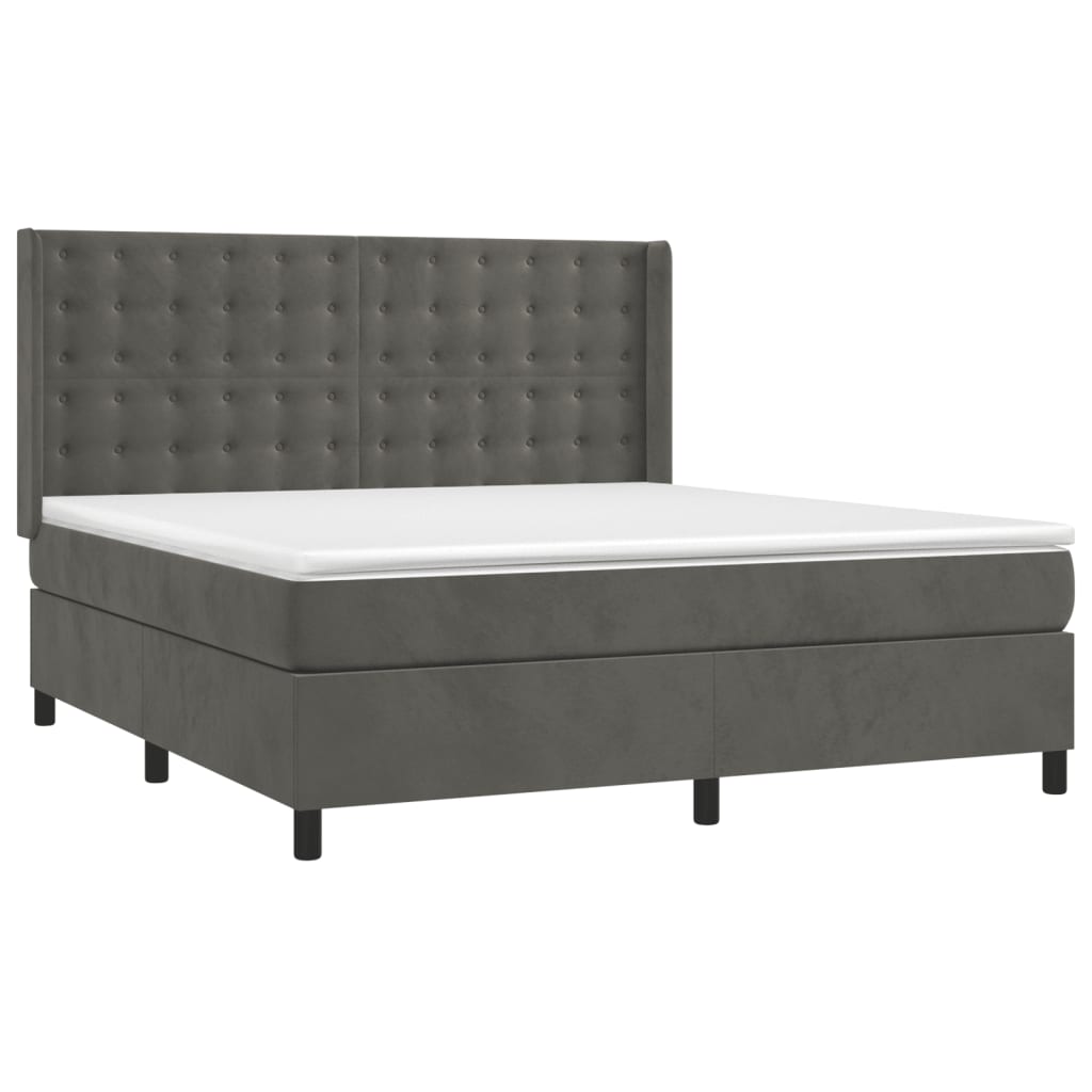 Sommier à lattes de lit matelas et LED Gris foncé 180x200 cm - XIOS