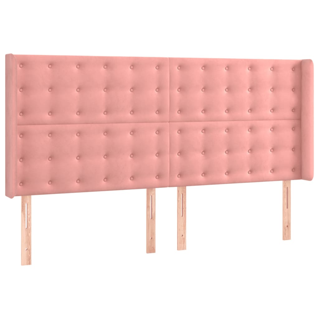 Sommier à lattes de lit matelas et LED Rose 200x200 cm Velours - XIOS