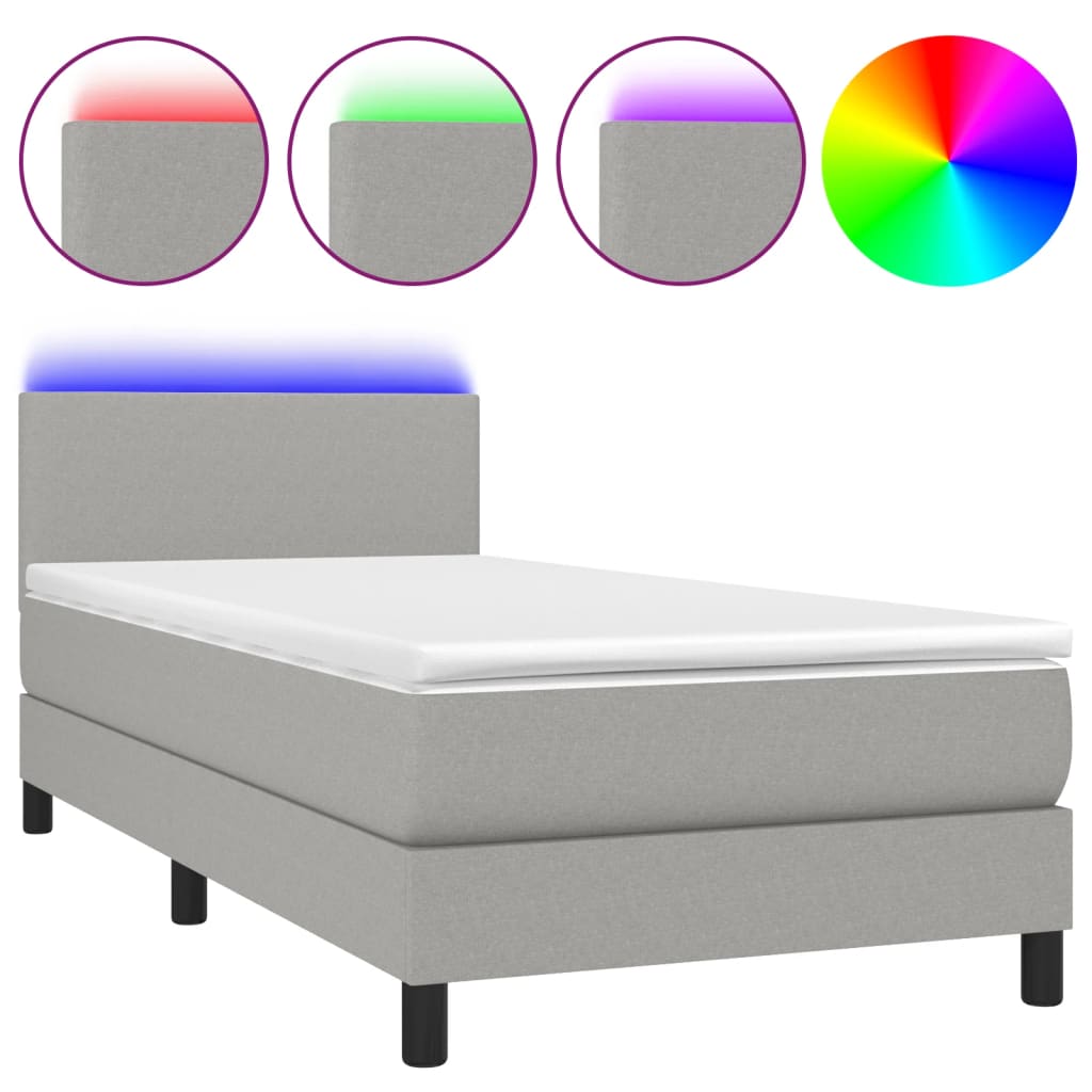 Sommier à lattes de lit avec matelas et LED Gris clair 80x200cm - XIOS