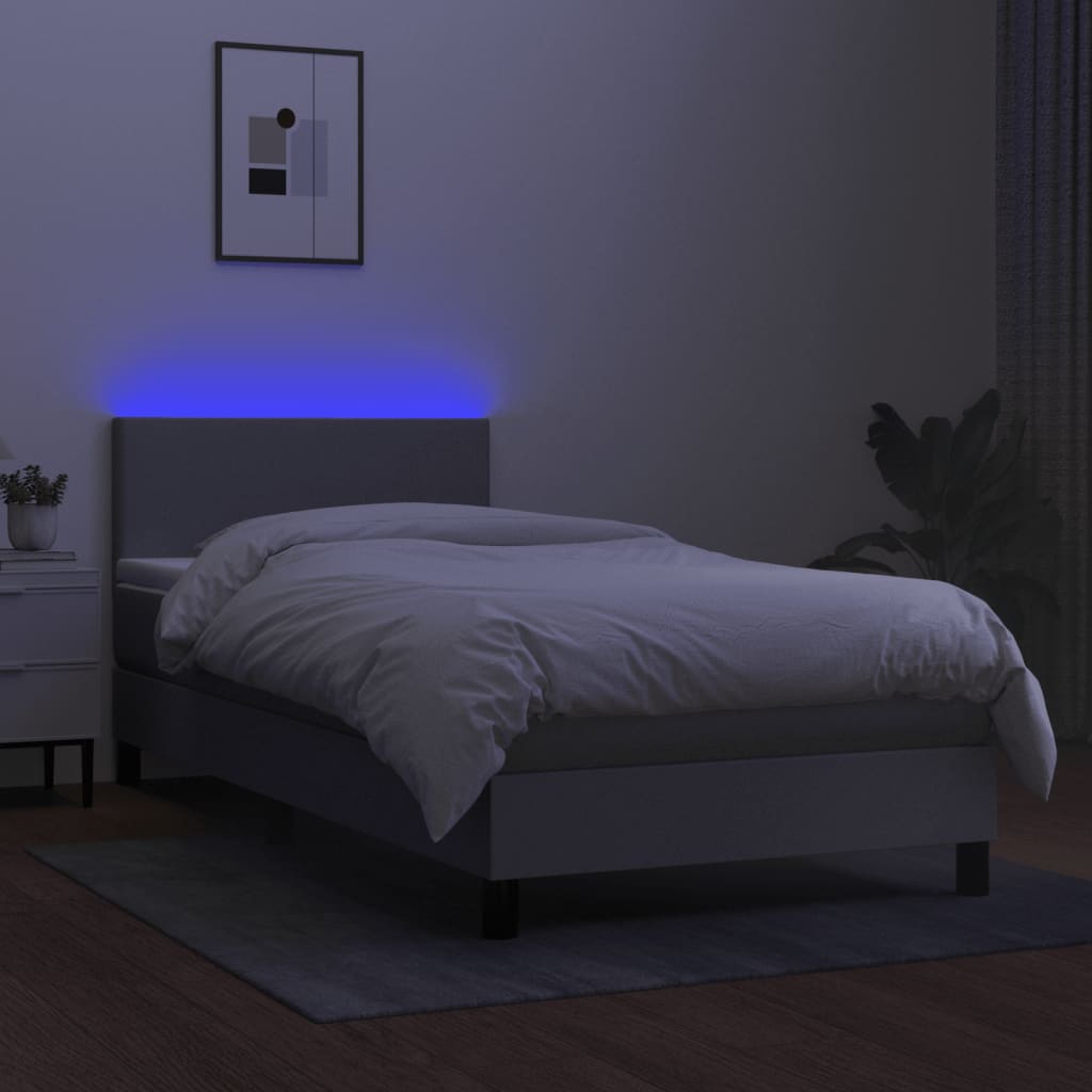 Sommier à lattes de lit avec matelas et LED Gris clair 90x200cm - XIOS