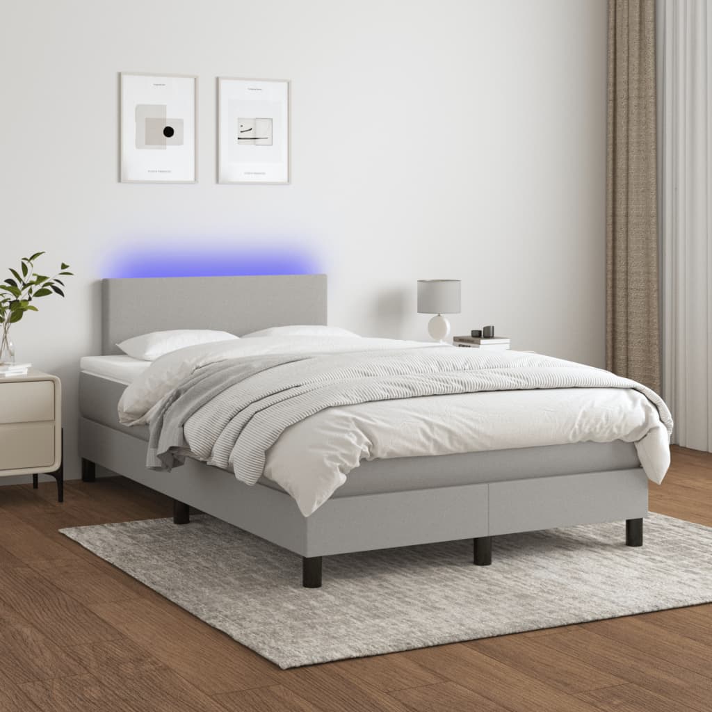Sommier à lattes de lit matelas LED Gris clair 120x200 cm Tissu - XIOS