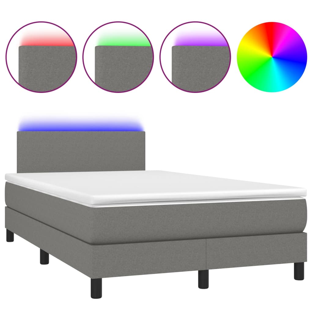 Sommier à lattes de lit et matelas et LED Gris foncé 120x200 cm - XIOS