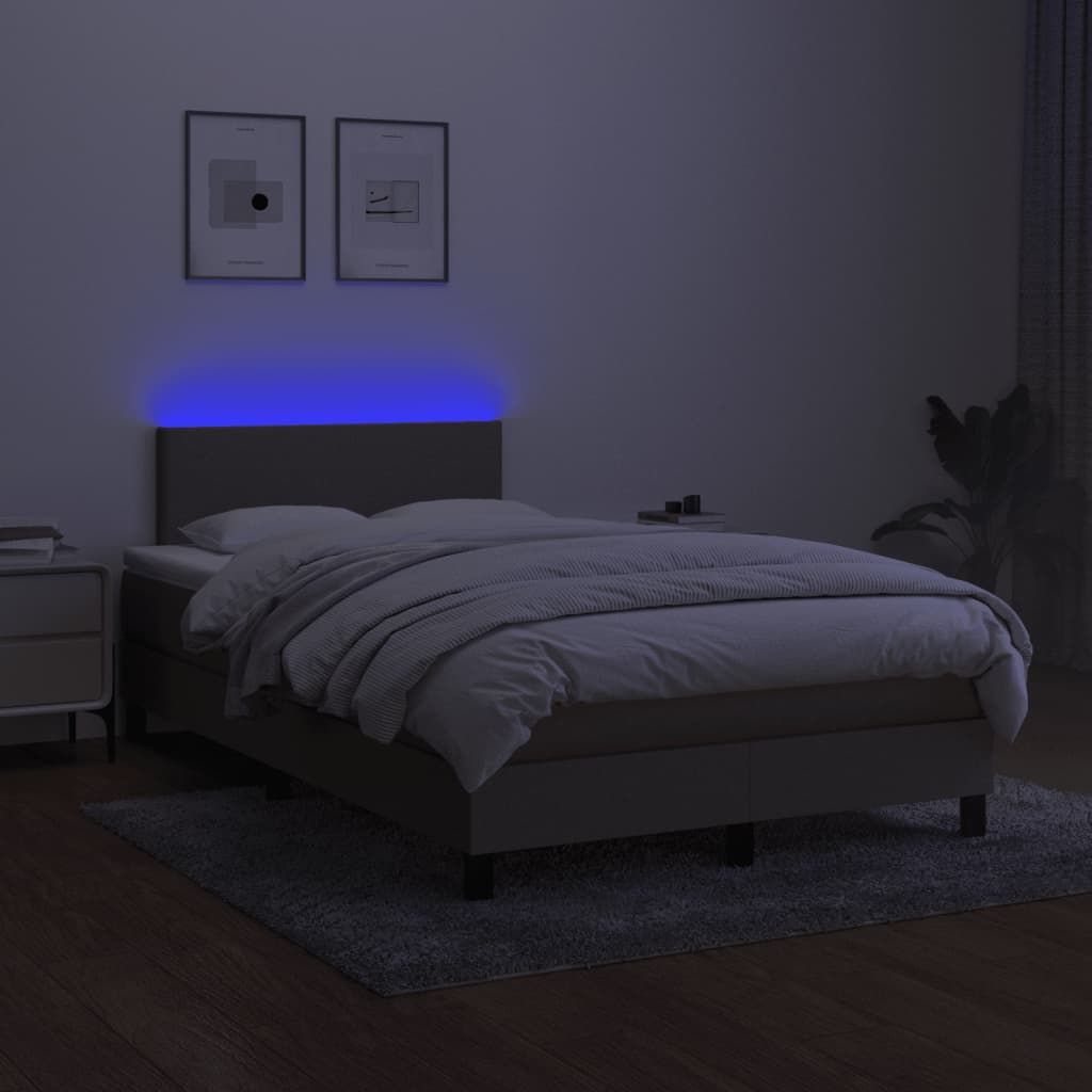 Sommier à lattes de lit avec matelas LED Taupe 120x200 cm Tissu - XIOS
