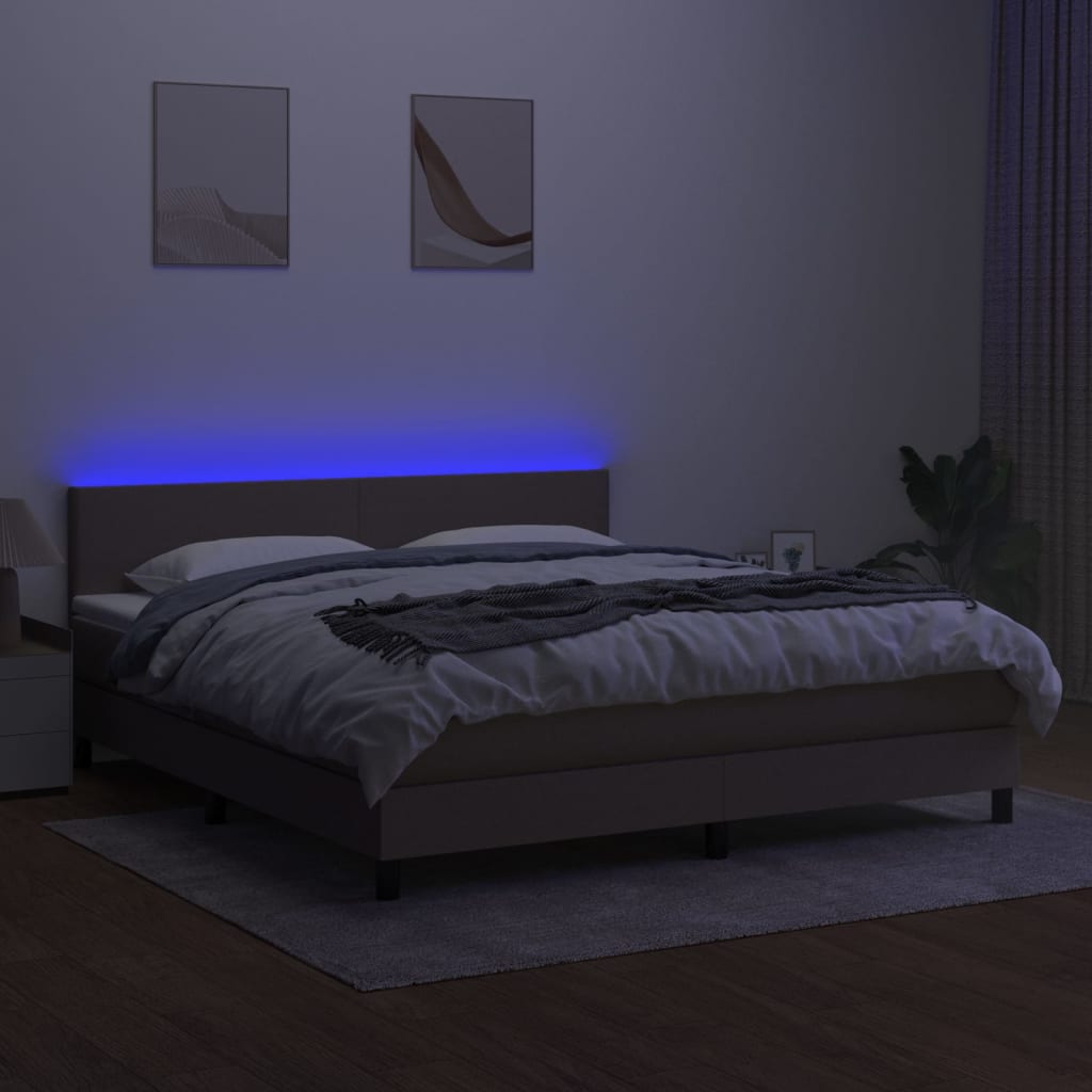 Sommier à lattes de lit avec matelas LED Taupe 160x200 cm Tissu - XIOS
