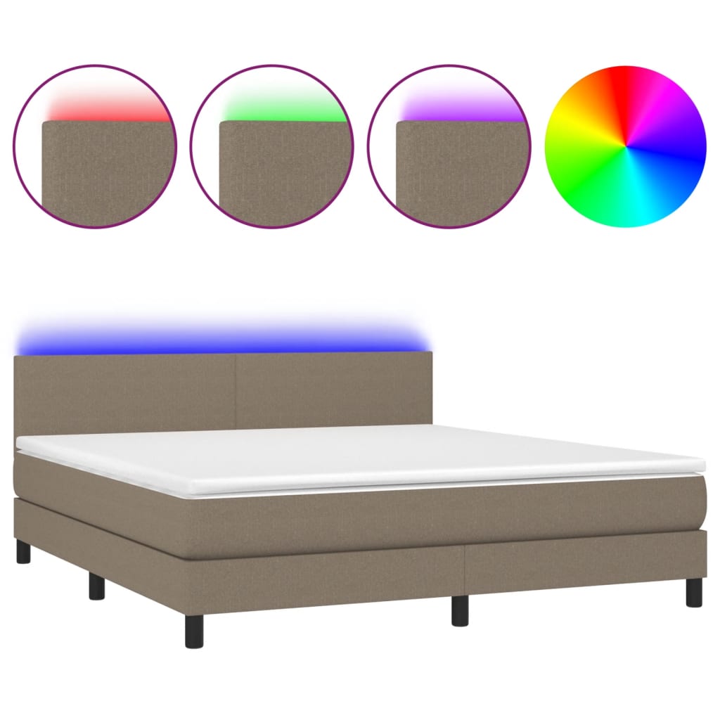Sommier à lattes de lit avec matelas LED Taupe 180x200 cm Tissu - XIOS