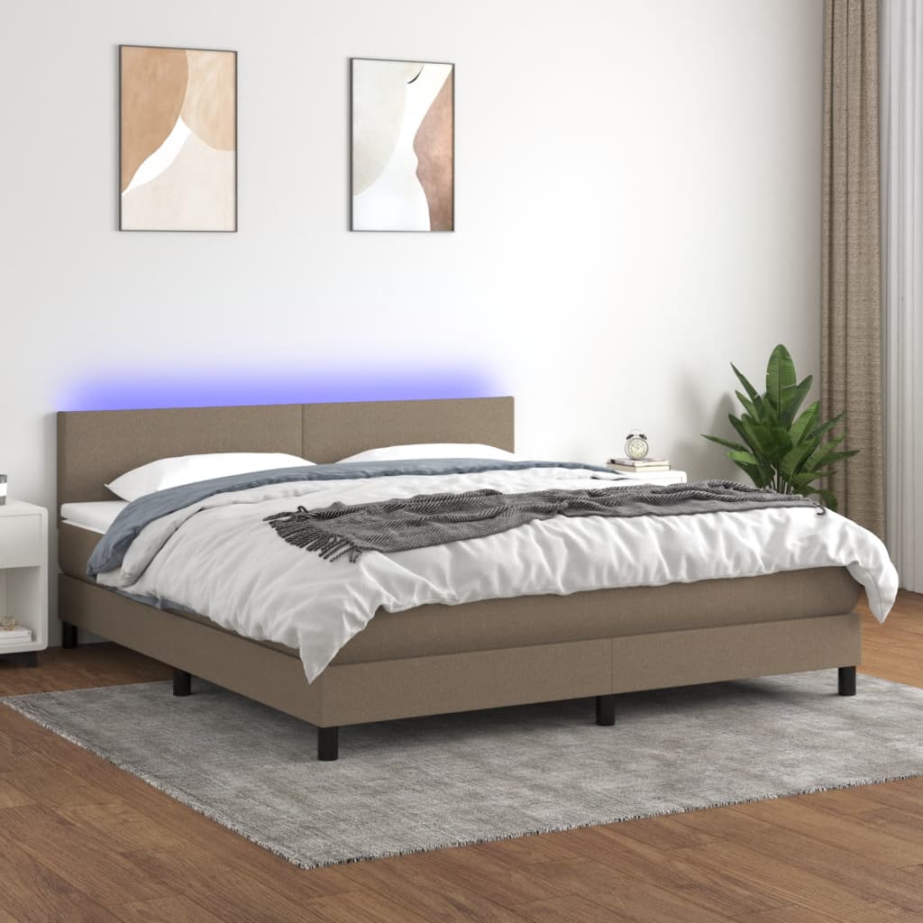 Sommier à lattes de lit avec matelas LED Taupe 180x200 cm Tissu - XIOS