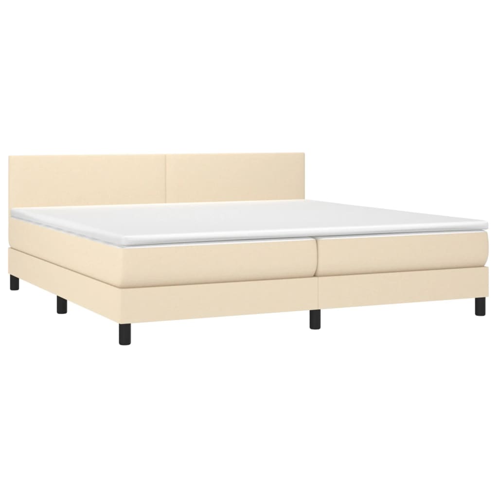 Sommier à lattes de lit et matelas et LED Crème 200x200cm Tissu - XIOS