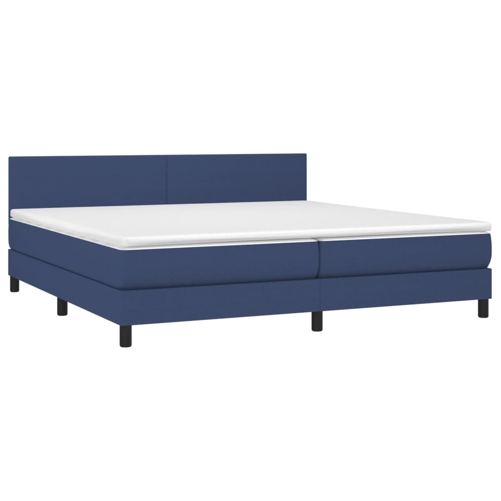 Sommier à lattes de lit et matelas et LED Bleu 200x200 cm Tissu - XIOS
