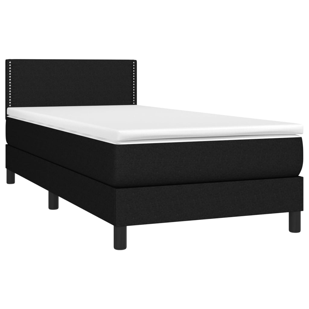 Sommier à lattes de lit avec matelas et LED Noir 90x190cm Tissu - XIOS