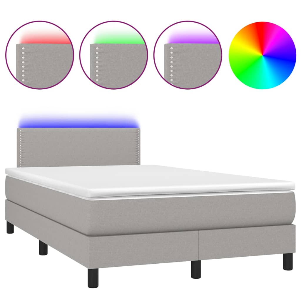 Sommier à lattes de lit matelas LED Gris clair 120x200 cm Tissu - XIOS