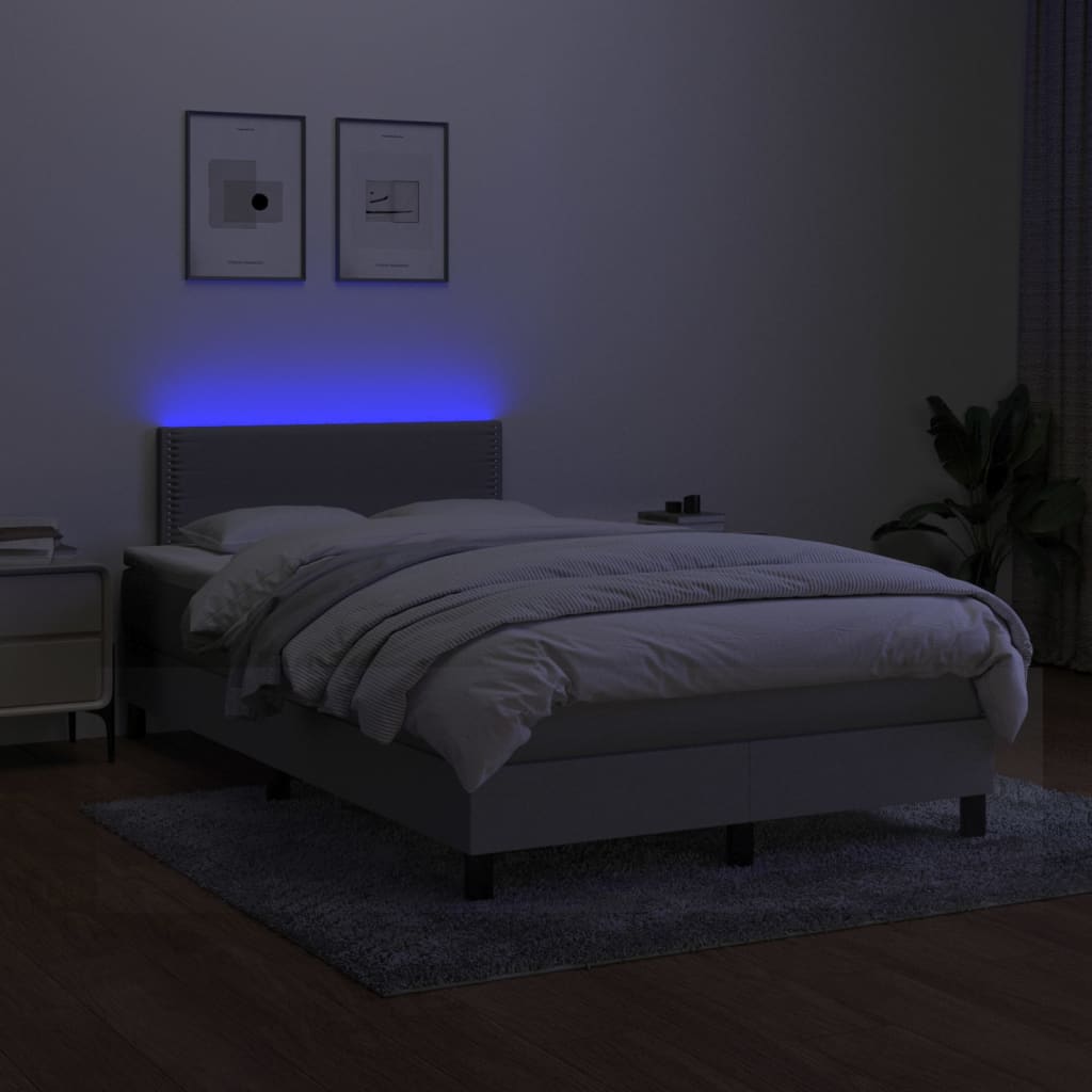 Sommier à lattes de lit matelas LED Gris clair 120x200 cm Tissu - XIOS