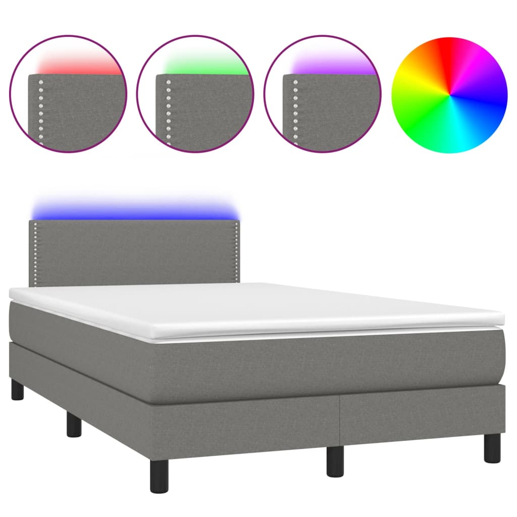 Sommier à lattes de lit et matelas et LED Gris foncé 120x200 cm - XIOS