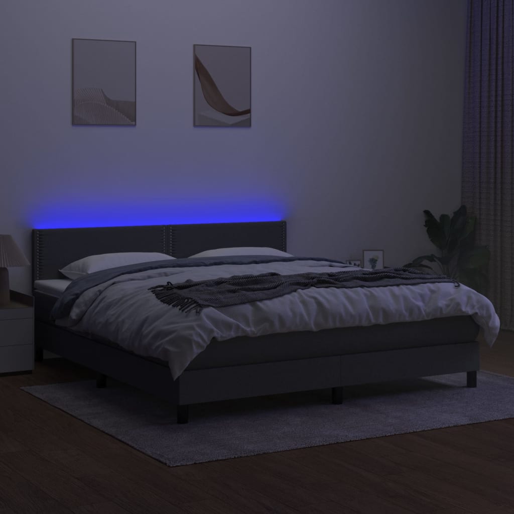 Sommier à lattes de lit et matelas et LED Gris foncé 180x200 cm - XIOS
