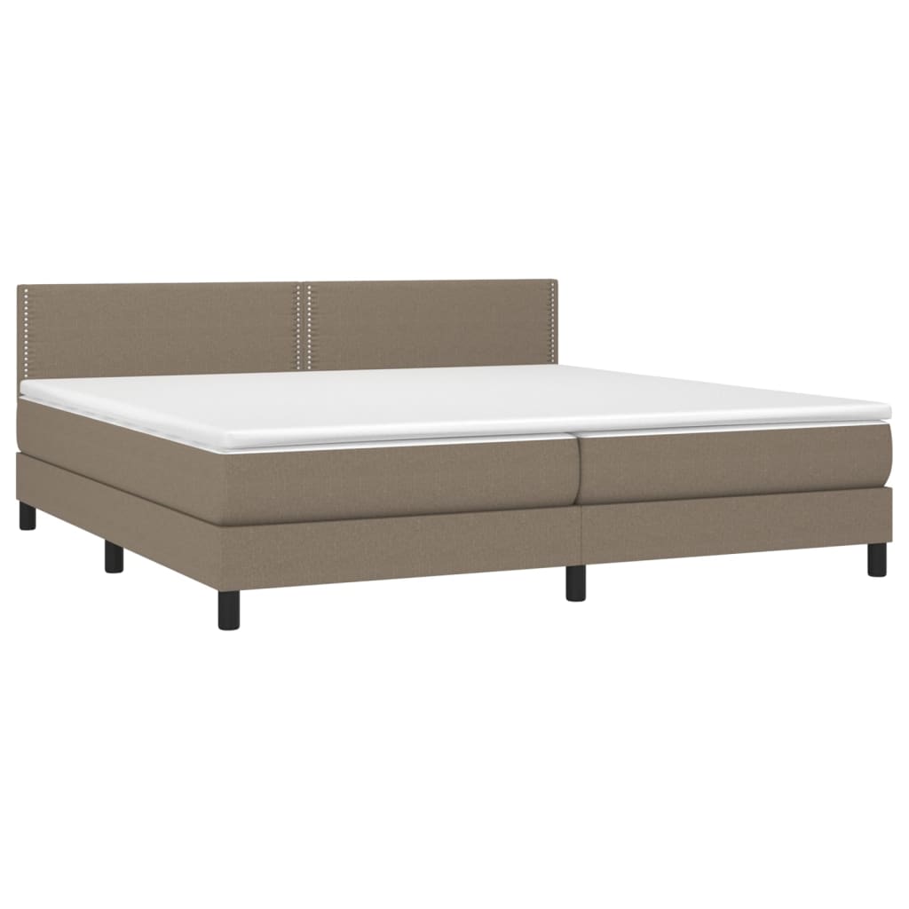 Sommier à lattes de lit et matelas et LED Taupe 200x200cm Tissu - XIOS