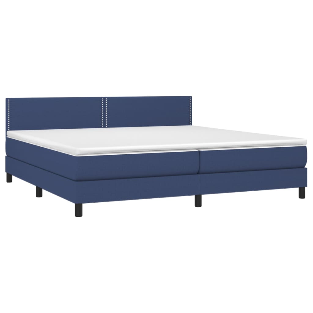 Sommier à lattes de lit et matelas et LED Bleu 200x200 cm Tissu - XIOS