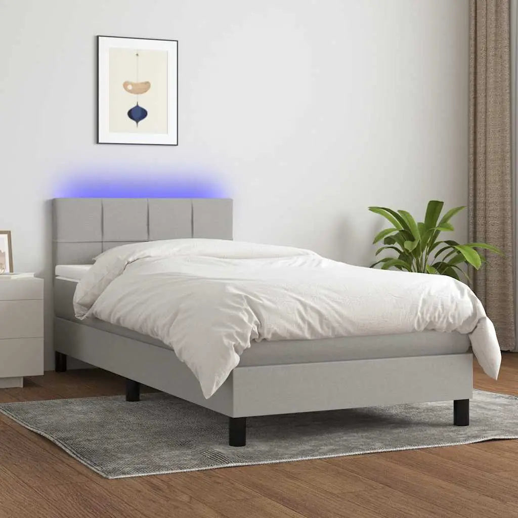 Sommier à lattes de lit avec matelas et LED Gris clair 80x200cm - XIOS