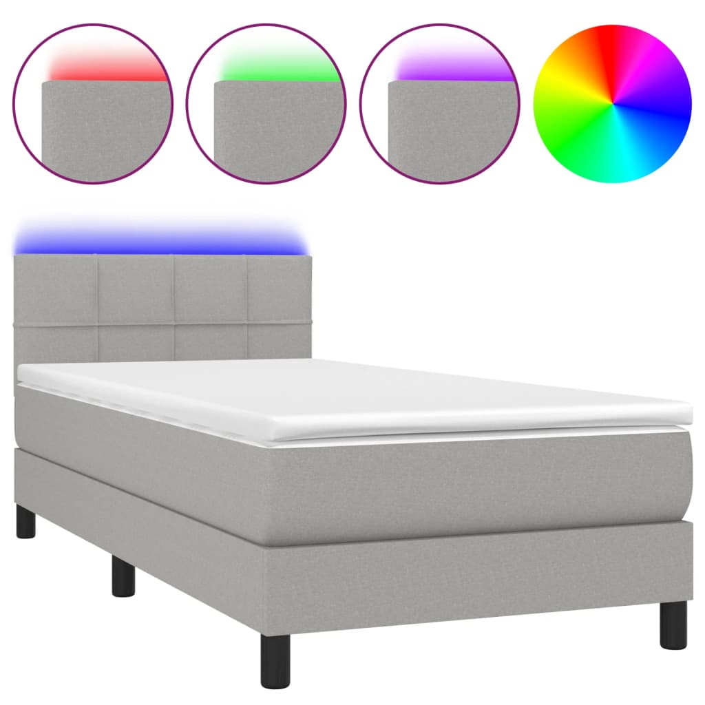 Sommier à lattes de lit avec matelas et LED Gris clair 90x200cm - XIOS