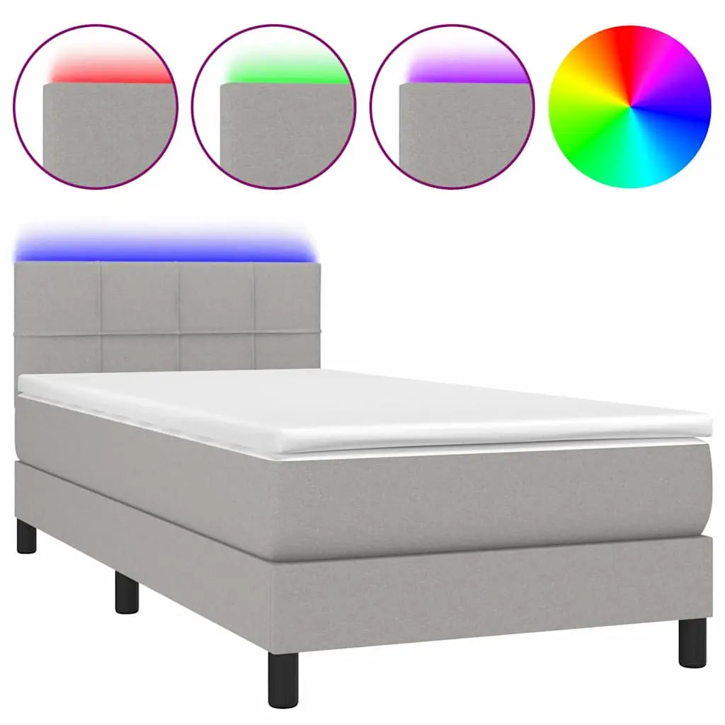 Sommier à lattes de lit avec matelas et LED Gris clair 90x200cm - XIOS