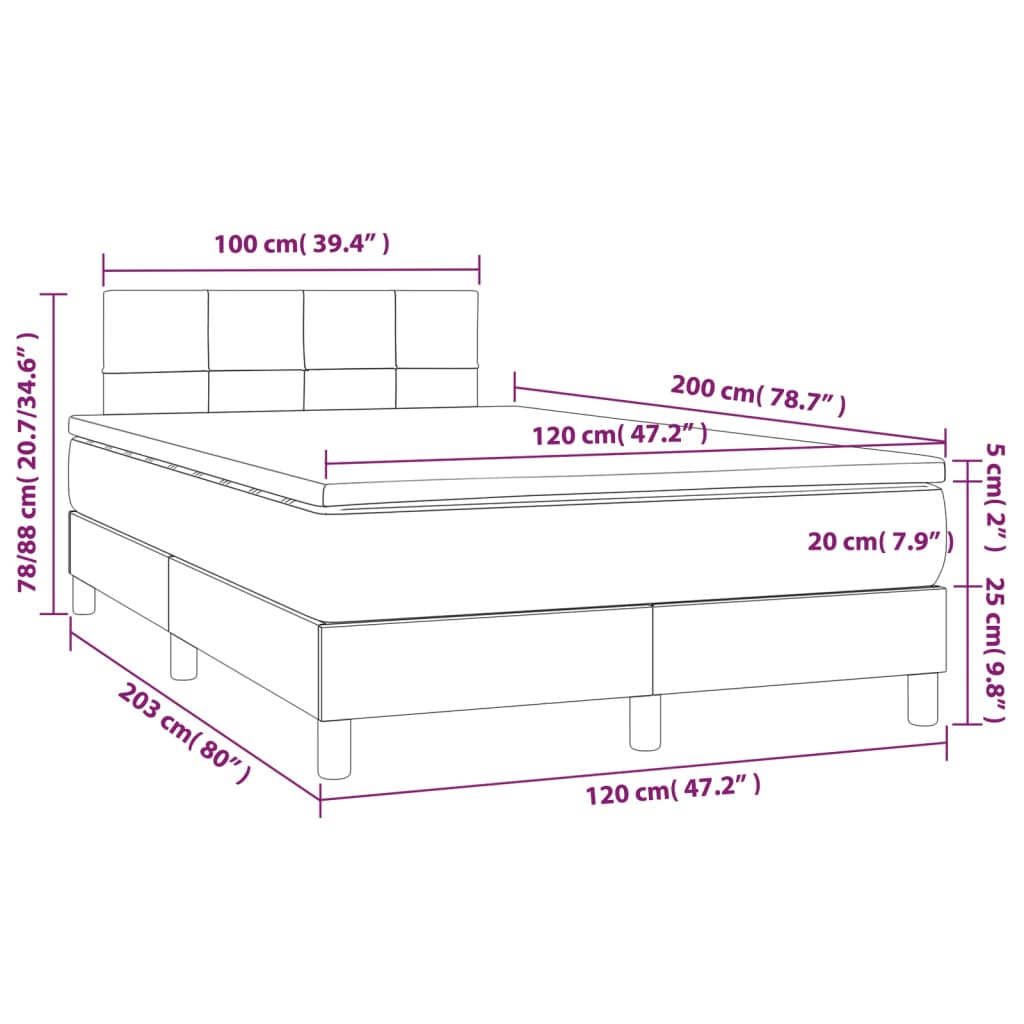 Sommier à lattes de lit matelas LED Gris clair 120x200 cm Tissu - XIOS
