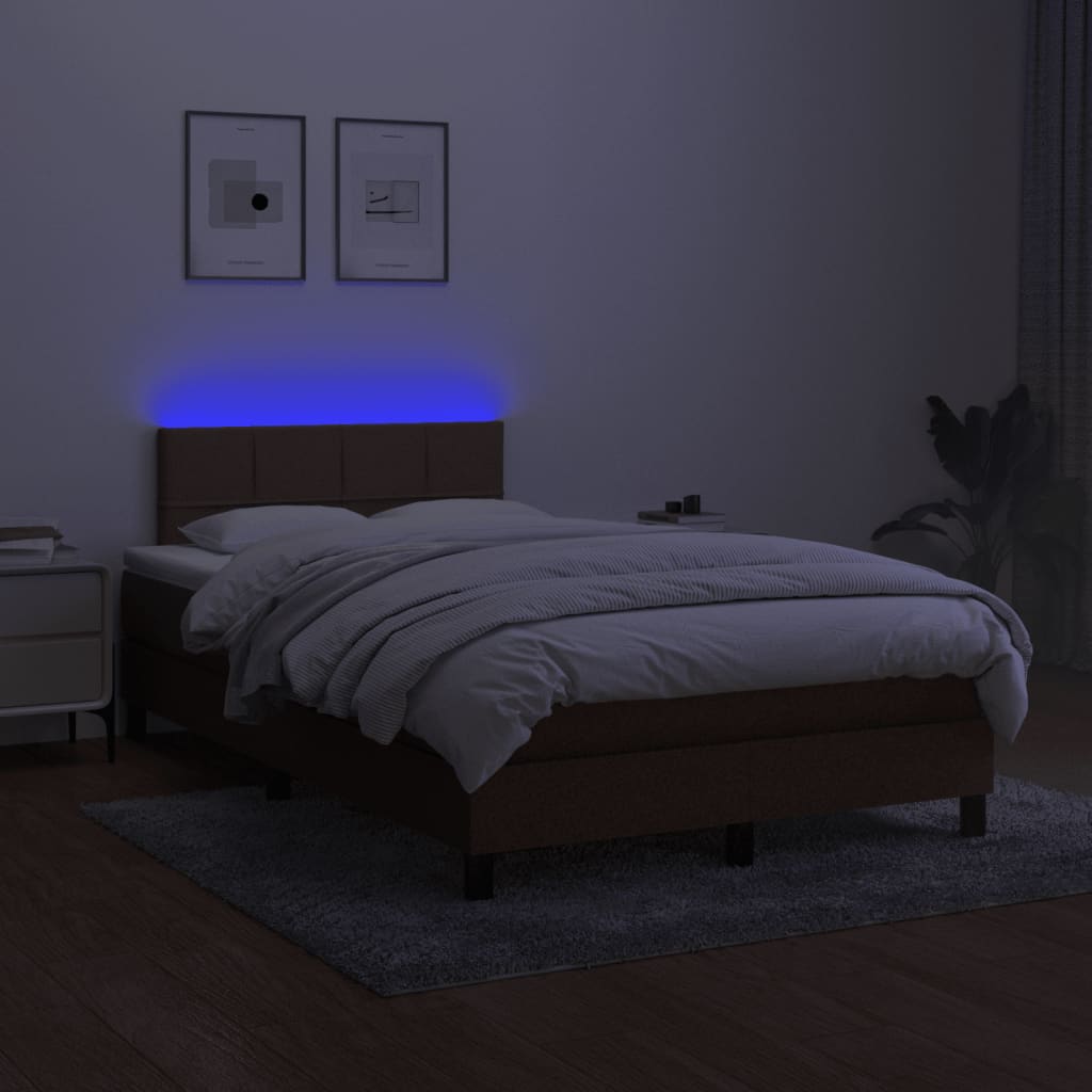 Sommier à lattes de lit matelas et LED Marron foncé 120x200 cm - XIOS