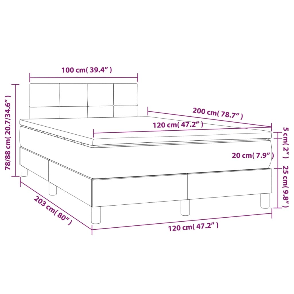 Sommier à lattes de lit matelas et LED Marron foncé 120x200 cm - XIOS