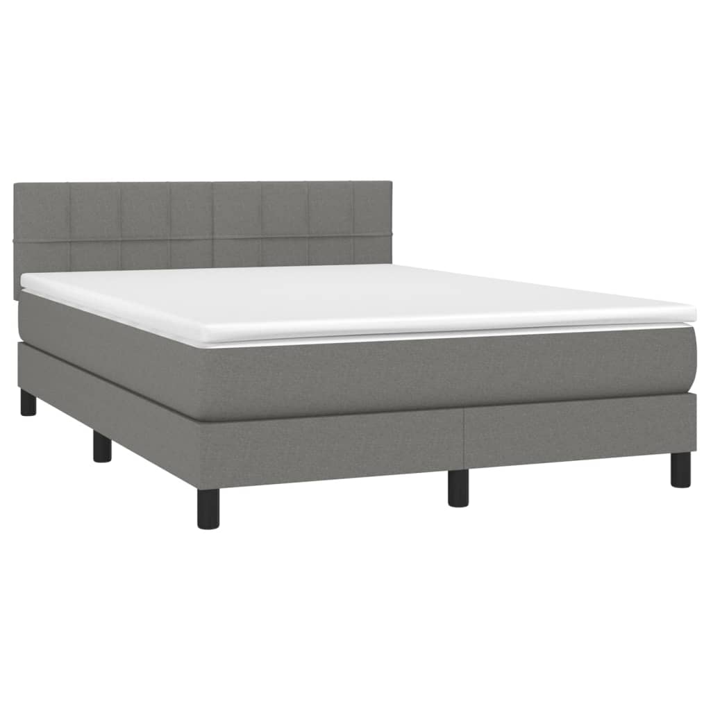 Sommier à lattes de lit et matelas et LED Gris foncé 140x190 cm - XIOS