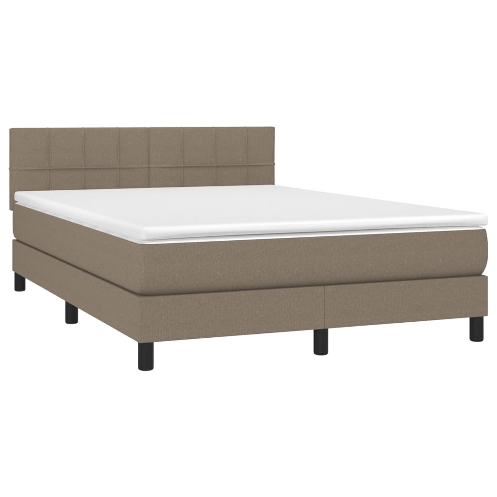 Sommier à lattes de lit avec matelas LED Taupe 140x200 cm Tissu - XIOS