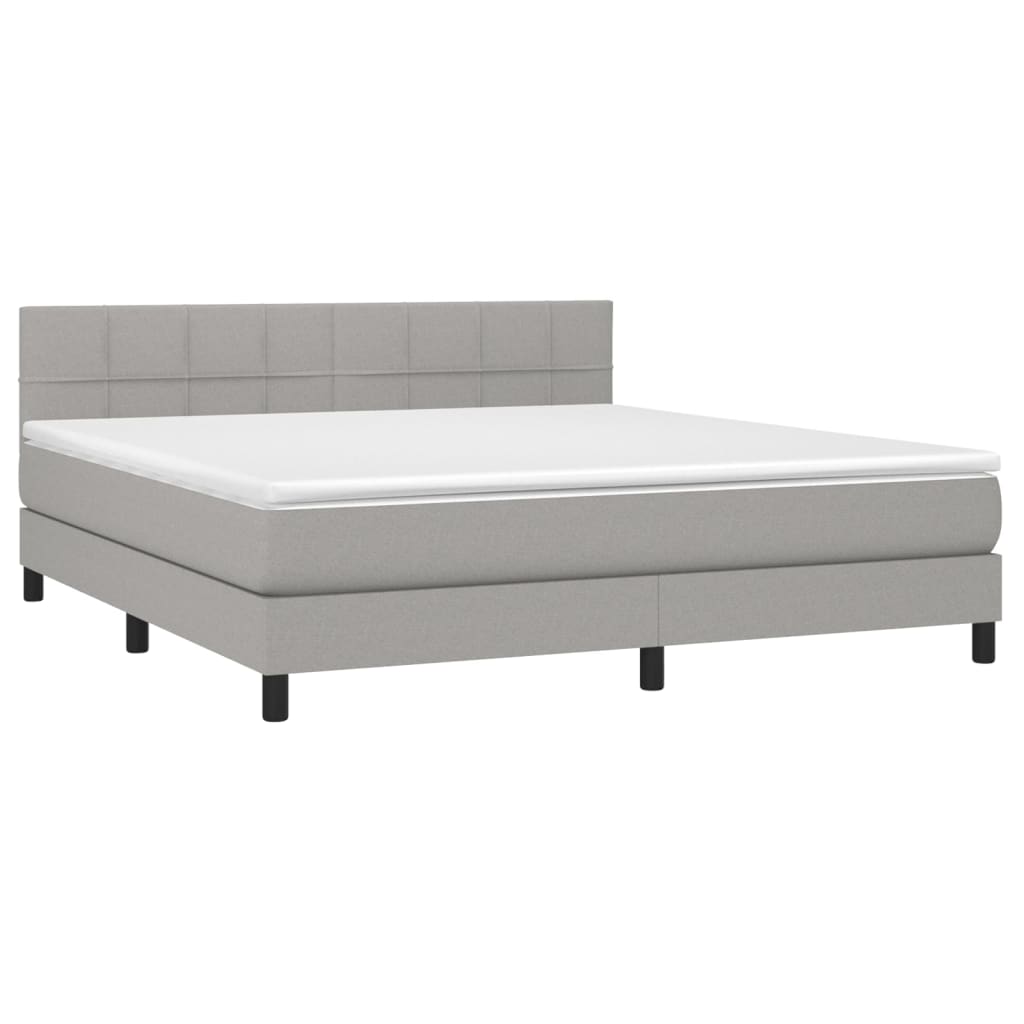 Sommier à lattes de lit matelas LED Gris clair 160x200 cm Tissu - XIOS