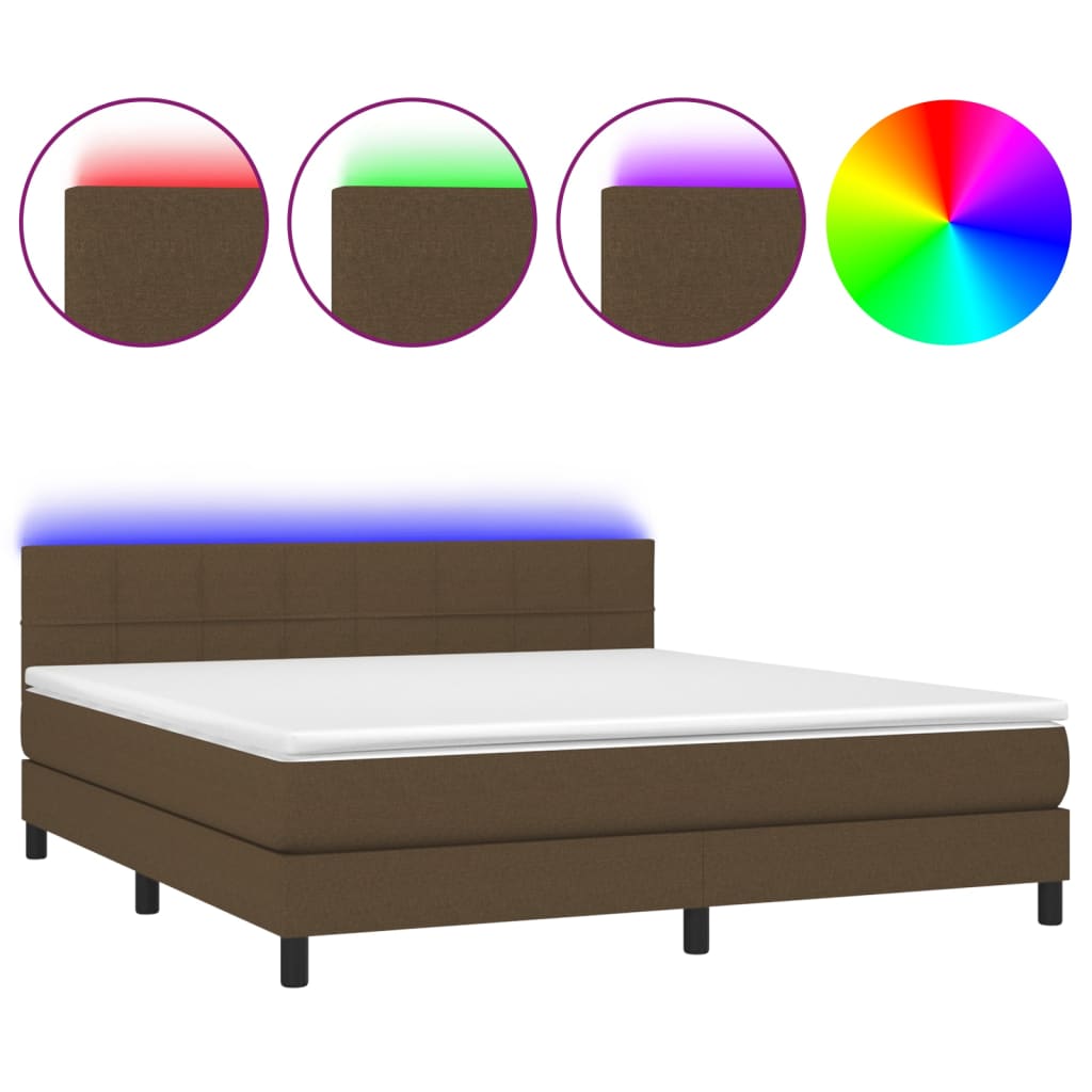 Sommier à lattes de lit matelas et LED Marron foncé 160x200 cm - XIOS