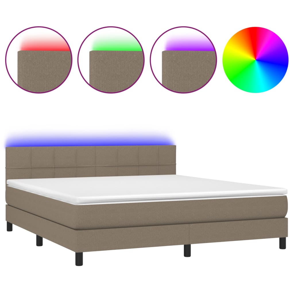 Sommier à lattes de lit avec matelas LED Taupe 160x200 cm Tissu - XIOS
