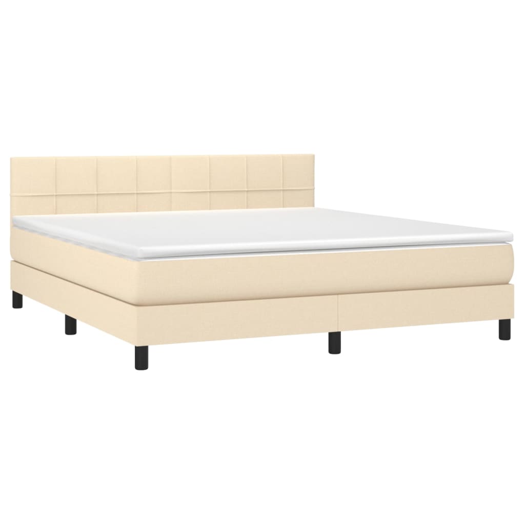 Sommier à lattes de lit avec matelas LED Crème 160x200 cm Tissu - XIOS